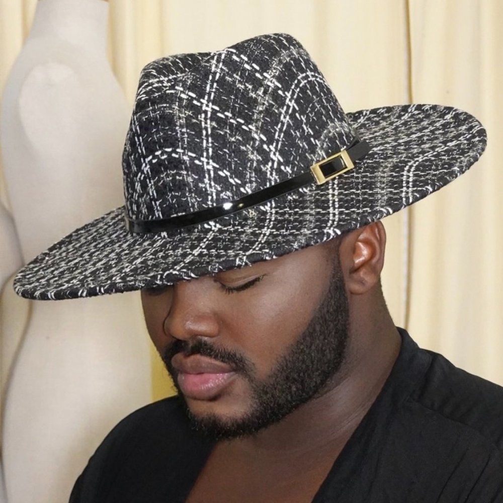 Tweed Black Fedora Hat